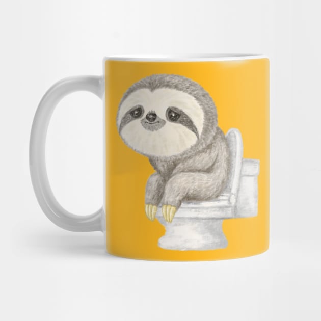 Sloth sitting on the toilet by sanogawa